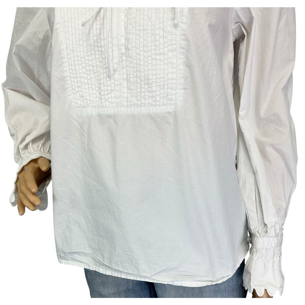 J. Crew Scalloped Cotton Poplin Popover Top White BL156 Size S - Picture 10 of 14